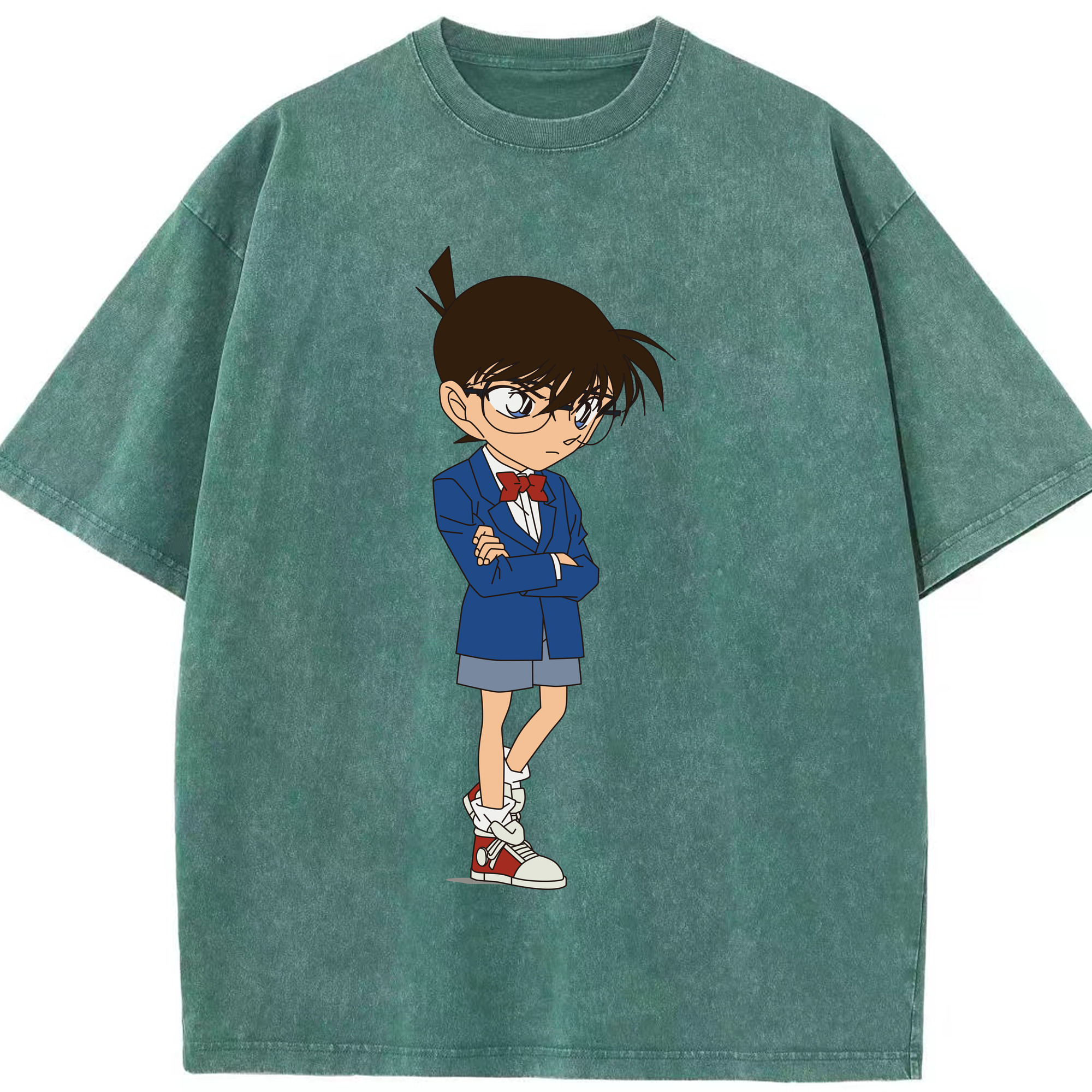 （画像用） 名探偵コナン 江戸川 コナン Detective Conan Conan Edogawa 綿100% ヴィンテージ風 半袖Tシャツ（フロントプリント）